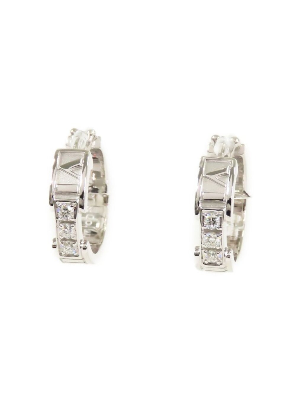 Tiffany & Co Atlas Hoop Earrings White Gold 18k Diamond